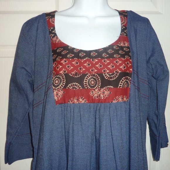 BOHO Dress - Clotho Studio Ethical Made Dress Natural Cotton Indigo dye - Picture 1 of 5